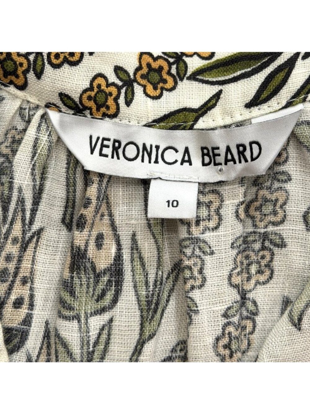 Veronica Beard Women Size 10 Ailani Floral Linen Top Button-Up Long Sleeve - Picture 4 of 8